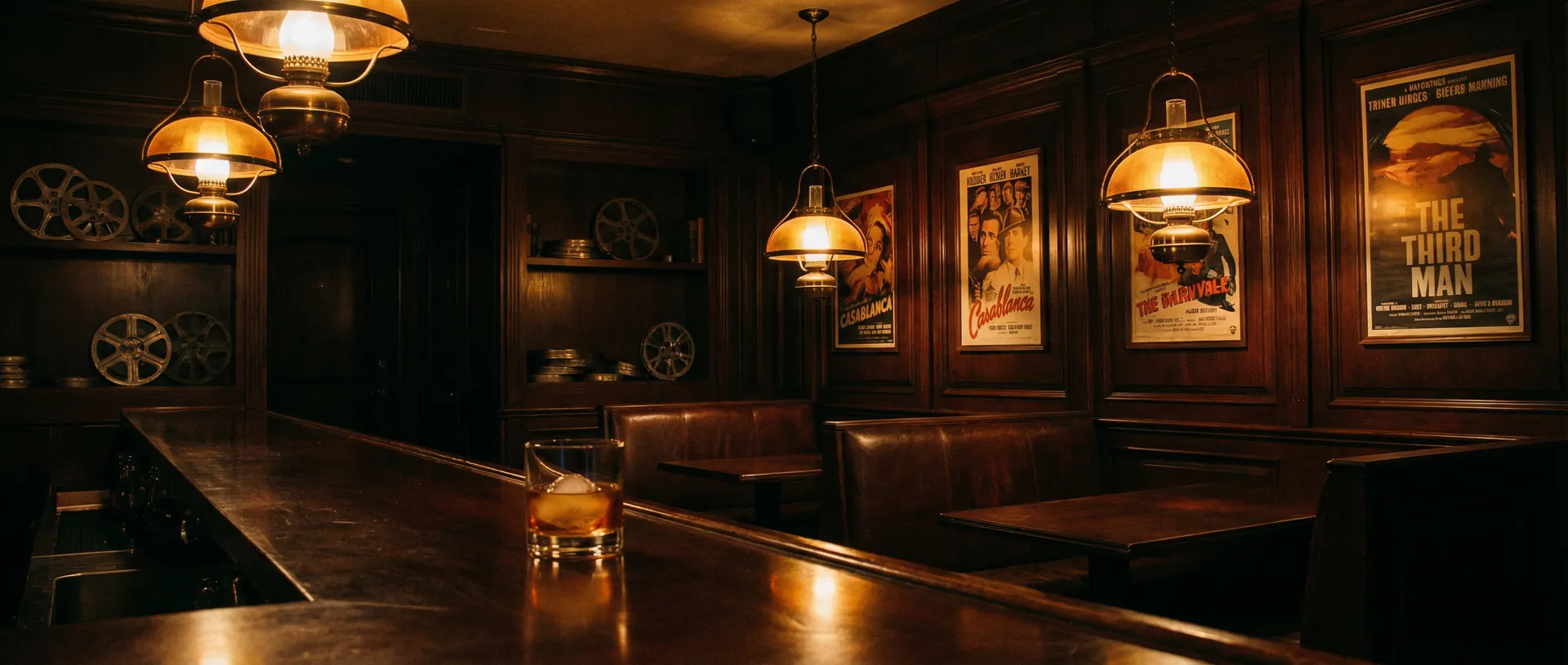 老式酒馆吧台上的威士忌杯与暖黄灯光 - 草榴视频 酒馆氛围